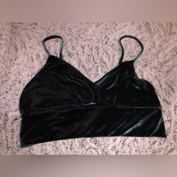 Victoria’s Secret Sport velvet bralette velour dark green - Picture 1 of 9